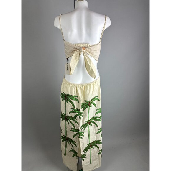 Johanna Ortiz Green Mood Dress Maxi Cut Out Palm Tree Embroidered Sz 8 NWT $995 - Picture 3 of 10
